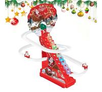 Climbing Santa Claus - Track Racing Stair Toy Festive Playset,Playful Santa Race Track Game with LED Light and Music,for Kids Girls Boys Birthday Learning