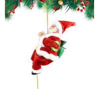 Climbing Santa Figurine - Battery Operated Musical Decoration for Holiday Display, Animated Christmas Accent with Festive Music Feature, Seasonal Decor for Home Office Window Wall, Red White Finish
