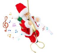 Climbing Santa on a Rope Hanging Christmas Music Decoration with
