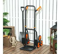 DURHAND Climbing Stairs Trolley Hand Trucks 6-Wheels Foldable Load Cart Steel, Orange