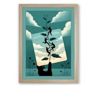 Climbing Through Stories Modern Framed Wall Art Print A1 (84.1×59.4cm) Oak, Wall Decor for Living Room, Bedroom, Office & Home, Ready to Hang, Art Gift