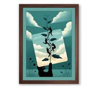 Climbing Through Stories Modern Framed Wall Art Print A4 (29.7×21cm) Walnut, Wall Decor for Living Room, Bedroom, Office & Home, Ready to Hang, Art Gift