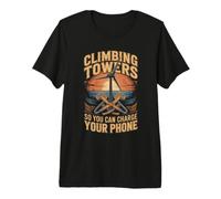 Climbing Towers So You Can Charge Your Phone Wind Turbine Premium T-Shirt