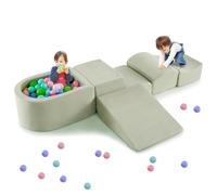 Climbing Toys for Toddlers, Foam Climbing Blocks and Ball Pit for Baby, 5pc Kids Climb and Crawl Block Activity Structure Play Set, Indoor Foam Play Gym for Crawling and Sliding (Green)