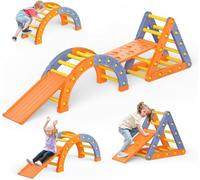 Climbing triangle for toddlers,Montessori climbing frame set, indoor climbing set for toddlers with triangular climbing frame (triangular climbing frame + half set of circle + ladder + slide))