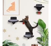 Climbing Wall Cat Premium Scratching Post Cat Bed Sofa Made of Wood (Dark Colour, XL, 3 Cat Stairs)