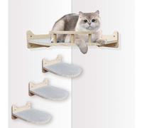 Climbing Wall Cats, Cat Stairs Wall 3 Cat Steps Including A Cat Lounger for the Corner, Cat Wall Parkour with Non-Slip Felt, Cat Climbing Wall Set [Cat Lounger Natural Wood]
