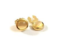 Climple Button Covers Cufflinks for Men Woman, Gold Button Covers for Mens Dress Shirts - Champagne Bead Cats Eye Effect Cufflinks Clasp Non-Sewing