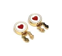 Climple Button Covers for Women Men - Red Heart Cufflinks White Enamel Cuff Links for Tux Shirt, Woman Blouses, 16.7mm / 0.65", Metal, no gemstone