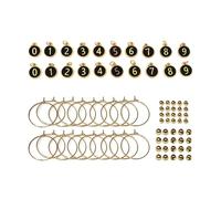 Climple Number Wine Glass Charms - 2 Set of 20pcs Round 0-9 Figures Number Wine Charms for Stem Glasses - Black Tasting Party Supplies Drink Markers Cup Glass Charm Rings