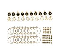 Climple Number Wine Glass Charms - 2 Set of 20pcs Round 0-9 Figures Number Wine Charms for Stem Glasses - Tasting Party Supplies Drink Markers Cup Glass Charm Rings, 2.5cm / 1", Metal, No Gemstone