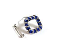 Climple Rhinestone Royal Blue Scarf Ring with Brooch Pins for Women - Scarf Buckle Brooches 2 use Rose Gold Base Square Cystals for Wedding