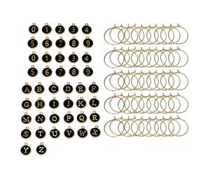 Climple Wine Glass Charms, 50 Pieces, Round Alphabet Letters A-Z and 20 Pieces 0-9 Figures, Numbers, Wine Charms for Stemmed Glasses, Tasting Party Supplies, Beverage Markers, Cup Glass Charms, 2.5cm