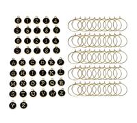 Climple Wine Glass Charms 50pcs - 26pcs Round Alphabet Letters A-Z & 20pcs 0-9 Figures Number Wine Charms for Stem Glasses - Black Tasting Party Supplies Drink Markers Cup Glass Charm Rings, 2.5cm / 1