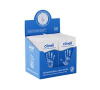 Clinell Antimicrobial Hand Wipes - Pack of 100 Individually Wrapped Sachets - Sanitising Wipes, Ideal for Travel - Dermatologicall