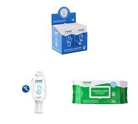 Clinell Cold & Flu Season Bundle - Hand Wipes, Surface Disinfectant Wipes & Alcohol Gel Clip - Family Hygiene Essentials for Germ Protection On-the-Go