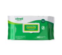Clinell Universal Biodegradable Disinfectant Wipes - 140 Pack | Plastic-Free, Eco-Friendly Surface & Equipment Cleaning | Kills 99.99% of Bacteria &