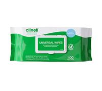 Clinell Universal Cleaning and Disinfectant Wipes for Surfaces - Pack of 100 - Thick, Multi Purpose, Kills 99.99% of Germs, Quick Action - 255mm x 175mm