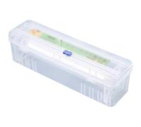 Cling Film Dispenser and Cutter, 35 x 11cm Clear Refillable Tin Foil Dispenser and Cutter Holder with Suction Cup, Compatible with 15cm 20cm 25cm 30cm Rolls