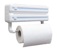 Cling Film Dispenser And Cutter - Wall-Mounted Kitchen Roll Holder, Refillable Wrap & Tin Foil Dispenser With Paper Towel Holder Kitchen Foil And Cling Film Dispenser Wall Mounted Holder