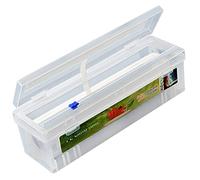 Cling Film Dispenser and Cutter Wrap Dispenser, Plastic Cling Wrap Refillable Plastic Wrap Dispenser With Slider Cutter Food Wrap Stretch Clear Cling Wrap (Large Size Dispenser + Cling Film)