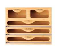 Cling Film Dispenser, Foil Dispenser and Cutter, Wall-Mounted Kitchen Bag Storage Box, Large-Capacity Wooden Foil and Wax Dispenser Storage Holder, For Home, Restaurant, Cafe