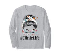 Clinic Life Messy Hair Woman Bun Healthcare Worker Long Sleeve T-Shirt