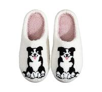 Clinic Shoes Women's Slippers Fluffy Comfortable Shoes Cosy Indoor Outdoor Sandals with Cute Puppy Print for Women Girls Shoes Women's Trainers High Black, White, 7 UK