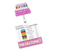 Clinical Badge Holder with Order of Draw Reference Card, Retractable Back Clip for Nurses and Phlebotomy Team Use Badge Holder Retractable Id Order Draw Guide Nurse Clip Reel Phlebotomist Card Scrub