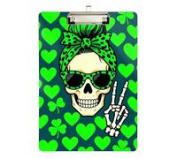 Clinical clipboard Nursing St Patricks Skull Women Green Plastic for Classroom Supplies for Teachers high School Size 9 x 12.5 Tabla para escribir