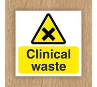 Clinical waste sign 120mm x 120mm Self adhesive vinyl sticker - Advise that clinical waste is being stored in the area (10)