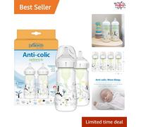 Dr. Brown’s Natural Flow Anti-Colic Options+ Wide-Neck Baby Bottle Designer Edition Bottles, Dinosaur Decos, 9oz/270ml, Level 1 Teat, 2-Pack, 0m+
