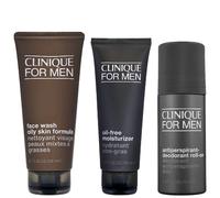 Clinique - Bundles Trio: Mens Face Wash 200ml / 6.7 fl.oz., Oil-Free Moisturizer 100ml / 3.4 fl.oz. & Deodorant 75ml / 2.5 fl.oz for Men