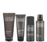 Clinique Set: Mens Face Wash 200ml Moisturizing Lotion 100ml Antiperspirant Roll-On & Shave Gel