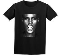 CLINSIS Men's Grace Jones York City Legend Disco Conan Boomerang Island Life O Neck Cotton T Shirt Black L
