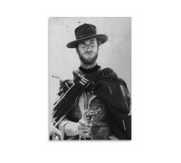 Clint Eastwood Black And White Cowboy Vintage Portrait Art Poster Canvas Wall Art For Room Aesthetic And Decor (2) Poster For Bedroom Kitchen Bathroom Living Room Office Decor 12x18inch(30x45cm)Unfram
