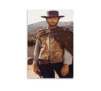 Clint Eastwood Black And White Cowboy Vintage Portrait Art Poster Canvas Wall Art For Room Aesthetic And Decor (3) Poster For Bedroom Kitchen Bathroom Living Room Office Decor 08x12inch(20x30cm)Unfram