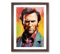 Clint Eastwood Colour Field Framed Print | A2 Walnut Framed Wall Art | Ready to Hang | Modern Nature Picture | Living Room Bedroom Lounge Office