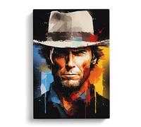 Clint Eastwood Constructivism Canvas Print | Gallery Wrapped 30mm Frame Wall Art | 30x20 inches | Ready to Hang | Modern Picture | Living Room Bedroom Lounge Office