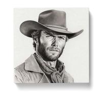Clint Eastwood Drawing Canvas Print | Gallery Wrapped 30mm Frame Wall Art | 20x20 inches | Ready to Hang | Modern Picture | Living Room Bedroom Lounge Office
