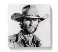 Clint Eastwood Drawing No.1 Canvas Print | Gallery Wrapped 30mm Frame Wall Art | 20x20 inches | Ready to Hang | Modern Picture | Living Room Bedroom Lounge Office