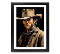 Clint Eastwood Gestural Framed Print | A2 Black Framed Wall Art | Ready to Hang | Eclectic Historical Picture | Living Room Bedroom Lounge Office