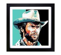 Clint Eastwood Graphic Art Framed Wall Art Print 18x18 Inch Black