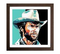 Clint Eastwood Graphic Art Framed Wall Art Print, Ready to Hang Picture for Living Room Bedroom Home Office, Walnut 18 x 18 Inch (45 x 45 cm)