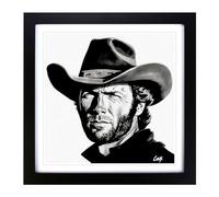 Clint Eastwood Graphic Art No.1 Framed Print | 18x18 Inch Black Framed Wall Art | Ready to Hang | Modern Nature Picture | Living Room Bedroom Lounge Office