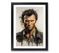 Clint Eastwood Hard Edge Framed Wall Art Print A2 Black