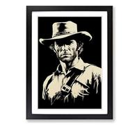 Clint Eastwood Line Framed Wall Art Print A2 Black