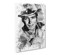 Clint Eastwood No.1 V3 Canvas Print | Gallery Wrapped 30mm Frame Wall Art | 30x20 inches | Ready to Hang | Modern Picture | Living Room Bedroom Lounge Office