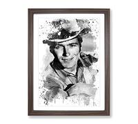 Clint Eastwood No.1 V3 Modern Framed Print | A2 Walnut Framed Wall Art | Ready to Hang | Modern Nature Picture | Living Room Bedroom Lounge Office