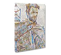 Clint Eastwood No.2 Modern Bg Canvas Wall Art Print Ready to Hang, Framed Picture for Living Room Bedroom Home Office Décor, 30x20 Inch (76x50 cm)